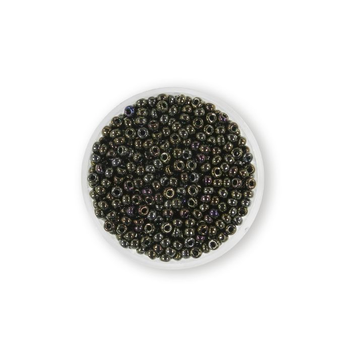Japanische Miyuki Rocailles metallic green irisierend 2,5 mm 12 gr