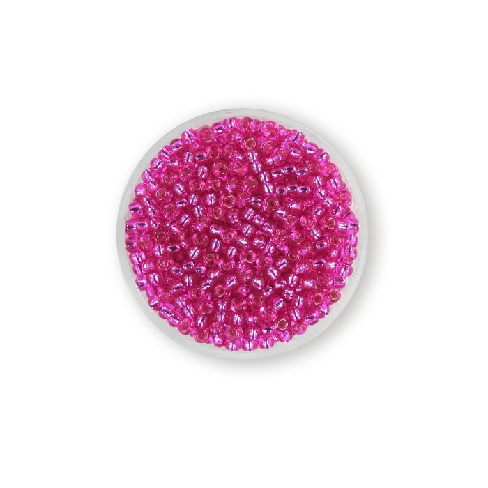 Japanische Miyuki Rocailles fuchsia silverlined 2,5 mm 12 gr