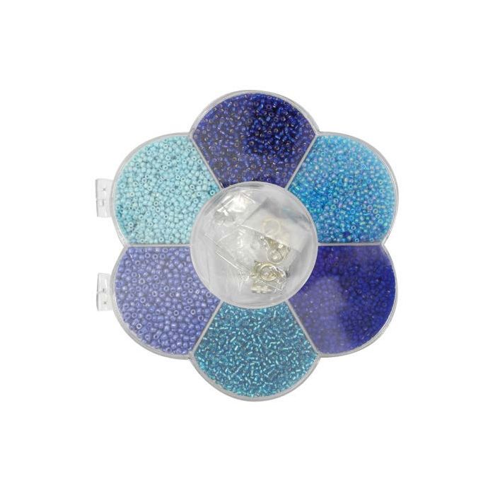 Rocailles m.Zubehör Blumenbox 10,5cm blau ton 1 St