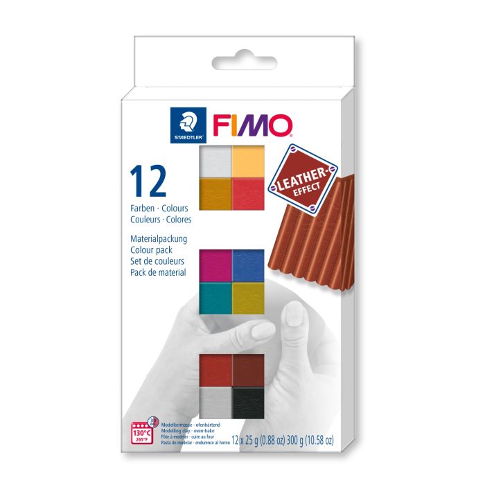 Fimo Materialpackung 12 Halbblöcke 25gr leather-effect 1 St