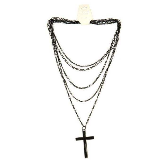Kette Kreuz schwarz ca., 90 cm