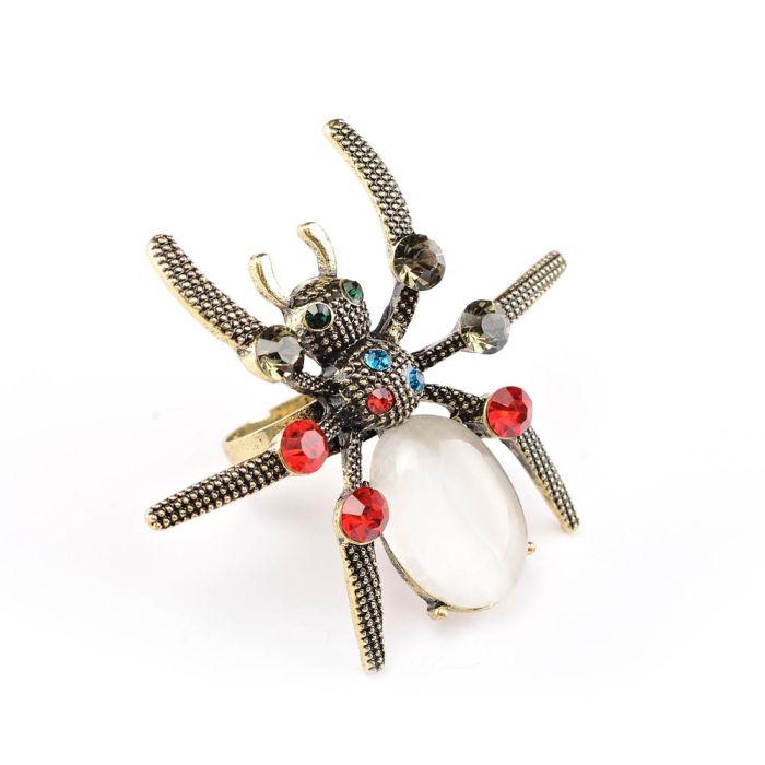 Fingerring Spinne Stein kristall altgoldfb.bunt K7314-00961 4016490817970  