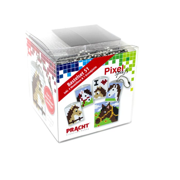 Pixel Bastelset 51 4 Medaillons+Grundplatte / Pferde P90092-63501 4016490890836  