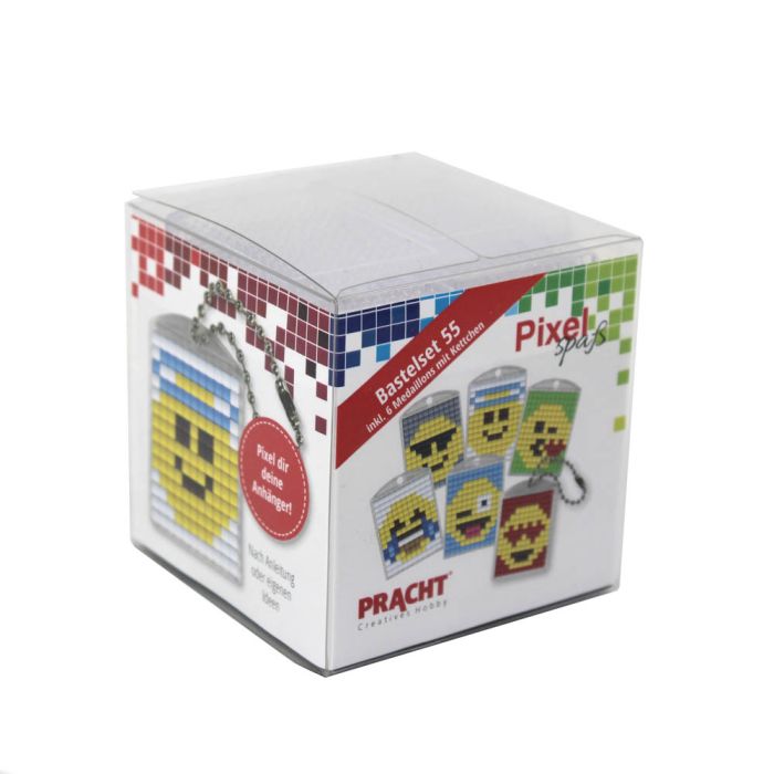 Pixel Bastelset 55 6 Medaillons / Smilie, Bild 1 von 3