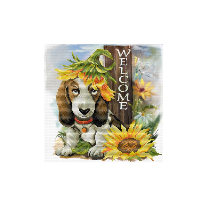 Ladybird Stickset Sonnenblumenhund 34,5x34,5 cm, Bild 2 von 2