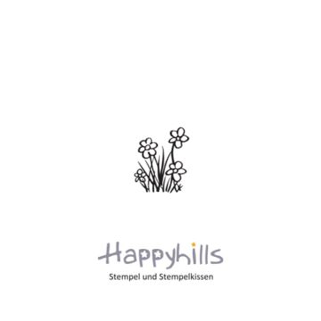 Stempel Gras mit Blumen 2,2x2,63 cm