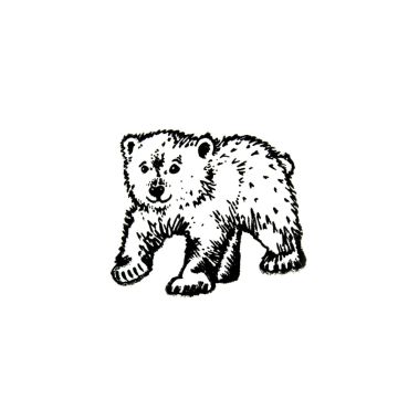 Stempel Eisbär läuft nach links 3,5x3,1 cm