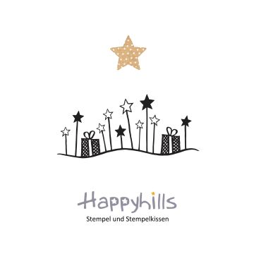 Stempel Sterne u Geschenke 7,5x3,4 cm