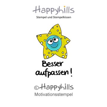 Stempel Besser aufpassen 2,5X3,5 cm Happyhills Stempel