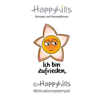 Stempel bin zufrieden 2,5X3,5 cm Happyhills Stempel