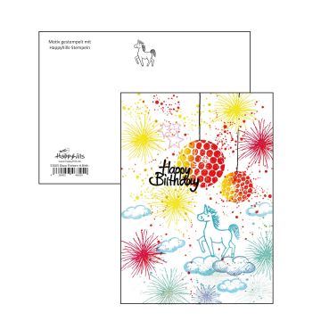 Postkarte gestempelt Disco Einhorn 10,5x14,8 cm 1 Stück