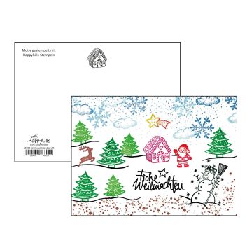 Postkarte gestempelt Weihnachtslandschaft 10,5x14,8 cm 1 Stück