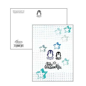 Postkarte gestempelt Pinguin Weihnachten 10,5x14,8 cm 1 Stück