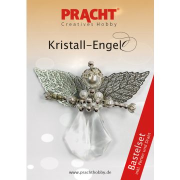 Bastelset Kristallengel weiß wachs-platinfarben 6x5,5 cm