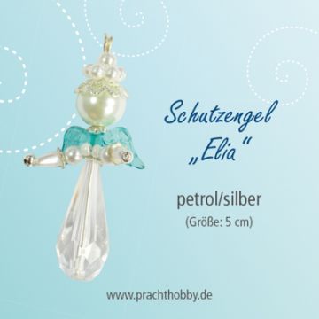 Bastelset Schutzengel Elia kristall weiß Wachs türkis sil ca. 5 cm