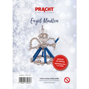 Bastelset Engel m. Kerze silberfb.-blau ca. 7 cm