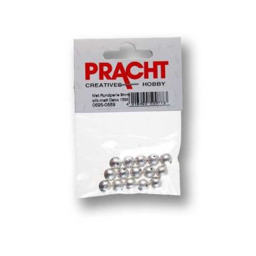 Metallic Rundperle silberfarben matt Deko 8 mm Lochgröße 1 mm 15 Stück