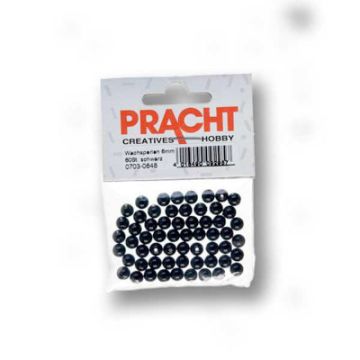 Wachsperlen schwarz 6 mm Lochgröße 0,8 mm