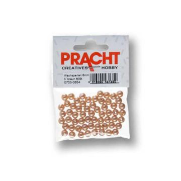 Wachsperlen hellbraun 6 mm Lochgröße 0,8 mm