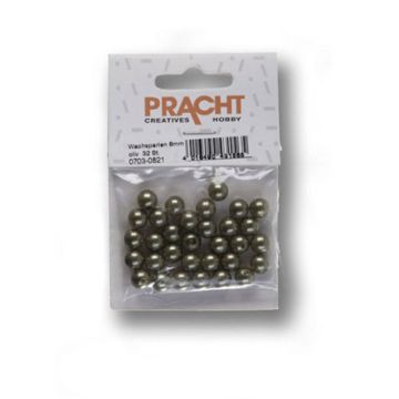 Wachsperlen oliv 8 mm Lochgröße 1 mm