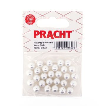 Wachsperlen weiß 8 mm Lochgröße 1 mm
