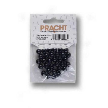 Wachsperlen schwarz 8 mm Lochgröße 1 mm