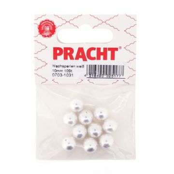 Wachsperlen weiß 10 mm Lochgröße 1 mm