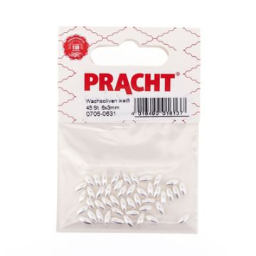Wachsoliven weiß 6x3 mm Lochgröße 0,8 mm