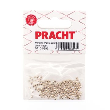 Metallic-Perle goldfarben 2 mm Lochgröße 0,7 mm