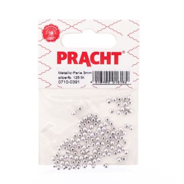Metallic-Perle silberfarben 3 mm Lochgröße 0,8 mm