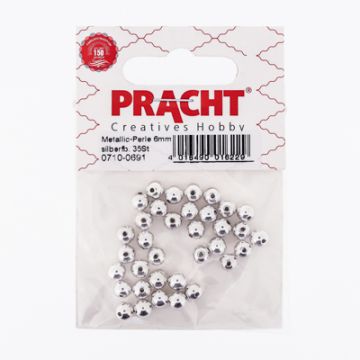 Metallic-Perle silberfarben 6 mm Lochgröße 1 mm