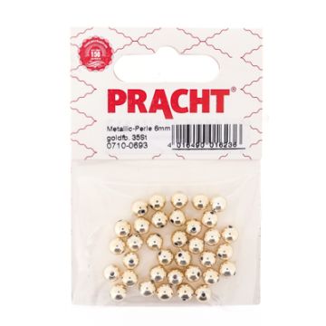 Metallic-Perle goldfarben 6 mm Lochgröße 1 mm