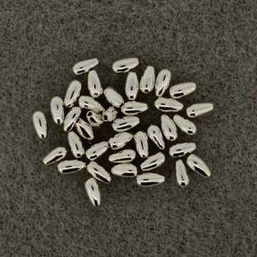 Metallic-Tropfen silberfarben 6x3 mm Lochgröße 0,8 mm 35 Stück