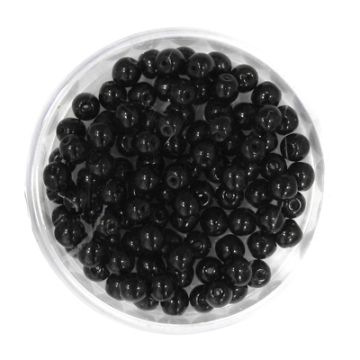 Glasperle rund schwarz satt 4 mm Lochgröße 0,8 mm
