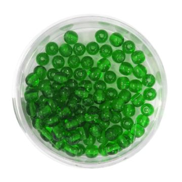 Glasperle rund transparent dunkelgrün 4 mm Lochgröße 0,8 mm