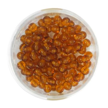 Glasperle rund transparent dkl.braun 4 mm Lochgröße 0,8 mm