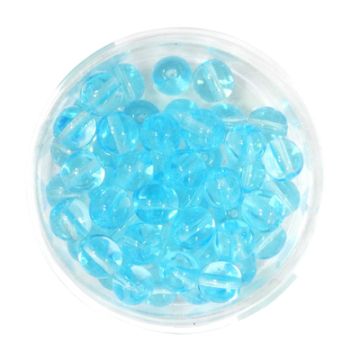 Glasperle rund transparent aqua 6 mm Lochgröße 0,8 mm