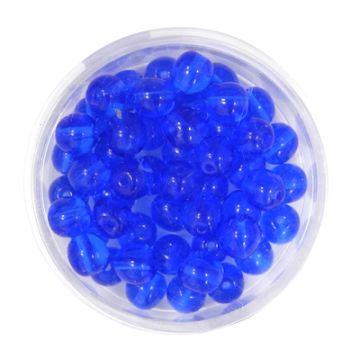 Glasperle rund transparent dkl.blau 6 mm Lochgröße 0,8 mm