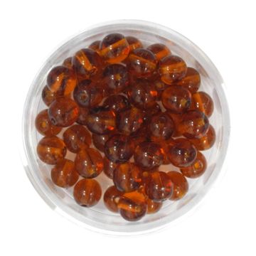 Glasperle rund transparent dkl.braun 6 mm Lochgröße 0,8 mm