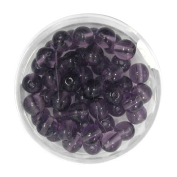 Glasperle rund transparent amethyst 6 mm Lochgröße 0,8 mm