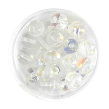 Glasperle rund kristall AB 8 mm Lochgröße 0,8 mm