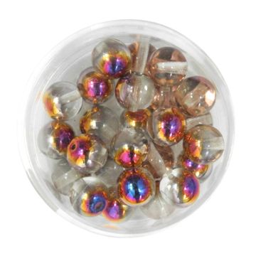 Glasperle rund kristall kupfer AB 8 mm Lochgröße 0,8 mm