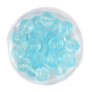 Glasperle rund transparent aqua 8 mm Lochgröße 0,8 mm