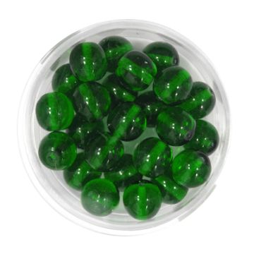 Glasperle rund transparent dkl.grün 8 mm Lochgröße 0,8 mm