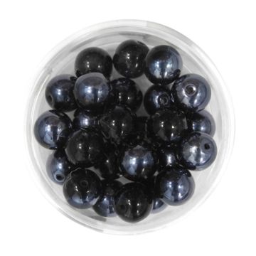 Glasperle rund jet hematite 8 mm Lochgröße 0,8 mm