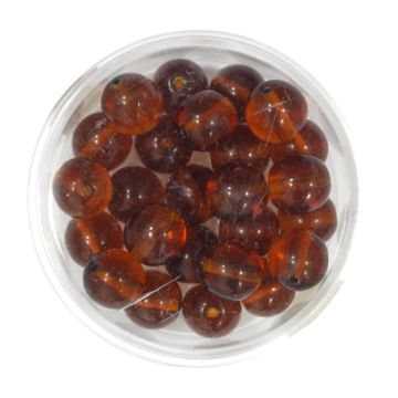 Glasperle rund transparent dkl.braun 8 mm Lochgröße 0,8 mm