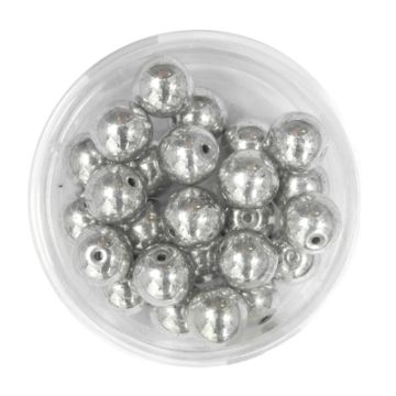 Glasperle rund silberfarben 8 mm Lochgröße 0,8 mm