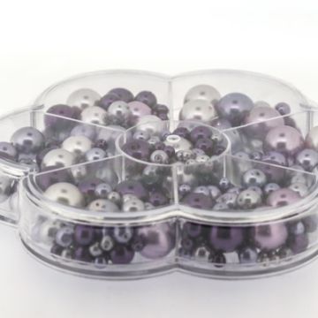 Glaswachsperlen Blumenbox lila ton 1 Box = 150gr