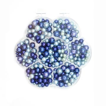 Glaswachsperlen Blumenbox blau ton 1 Box = 150gr