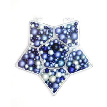 Glaswachsperlen Sternbox blau-hellblau-ton Mix matt 1 Box = ca. 150gr